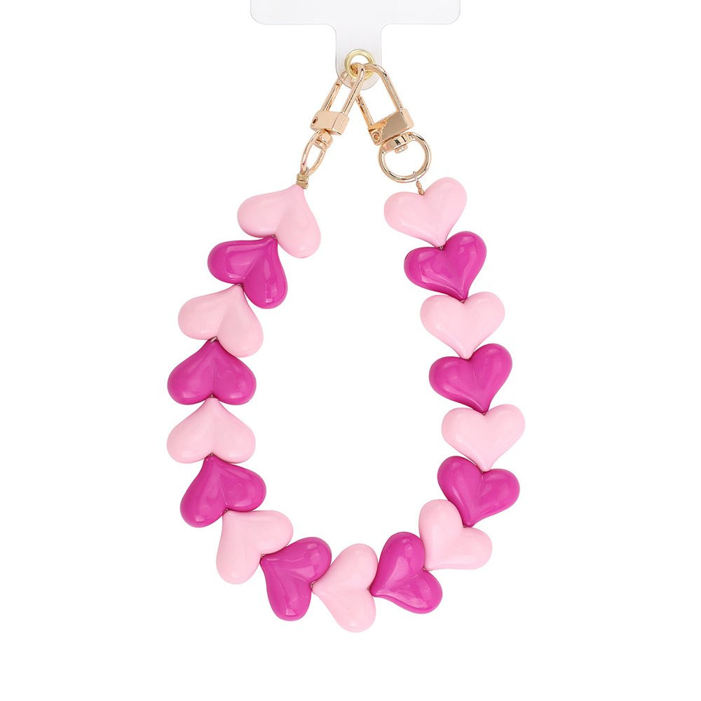 2 kleurige hartjes telefoonkoord