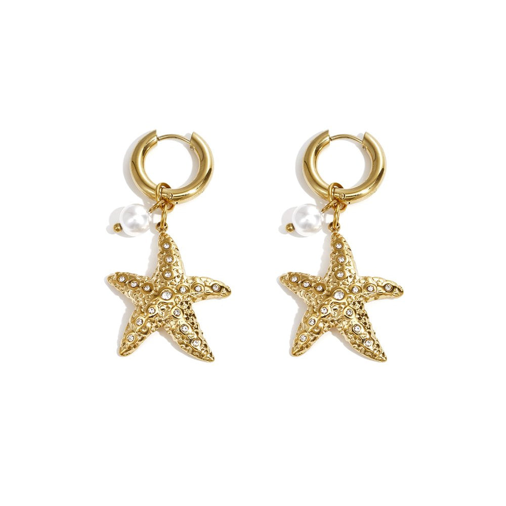 Pearl starfish oorbellen