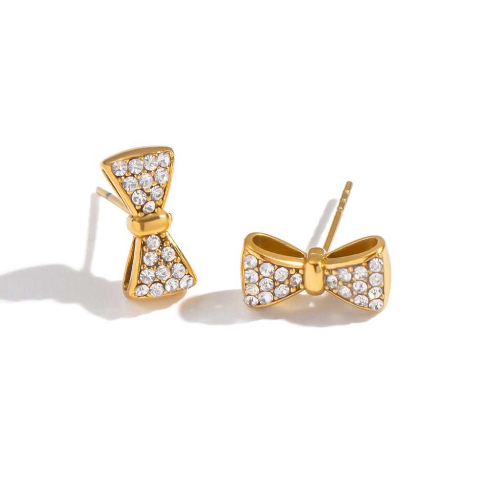 Diamond bow oorbellen