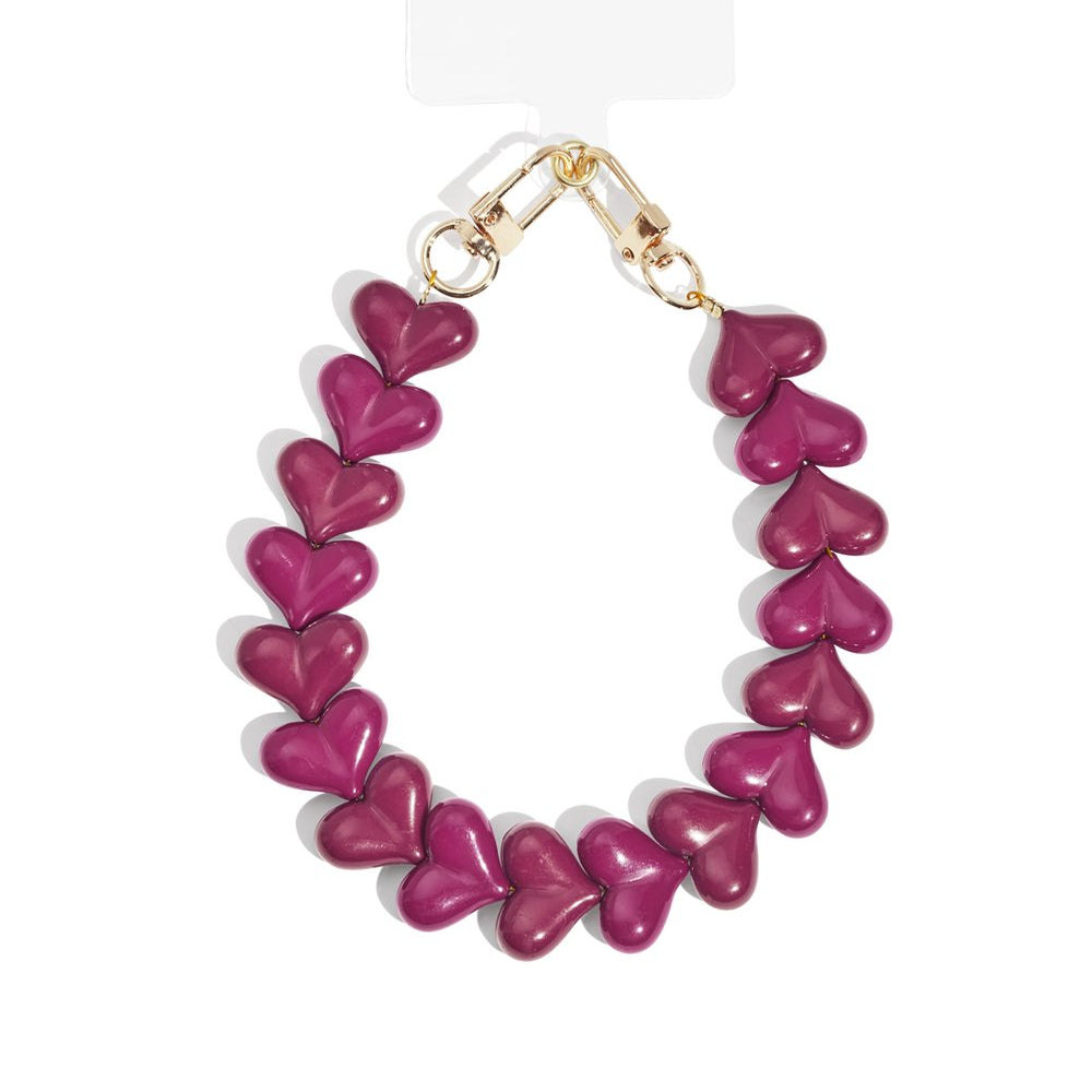 Donkerpaarse hartjes telefoonkoord