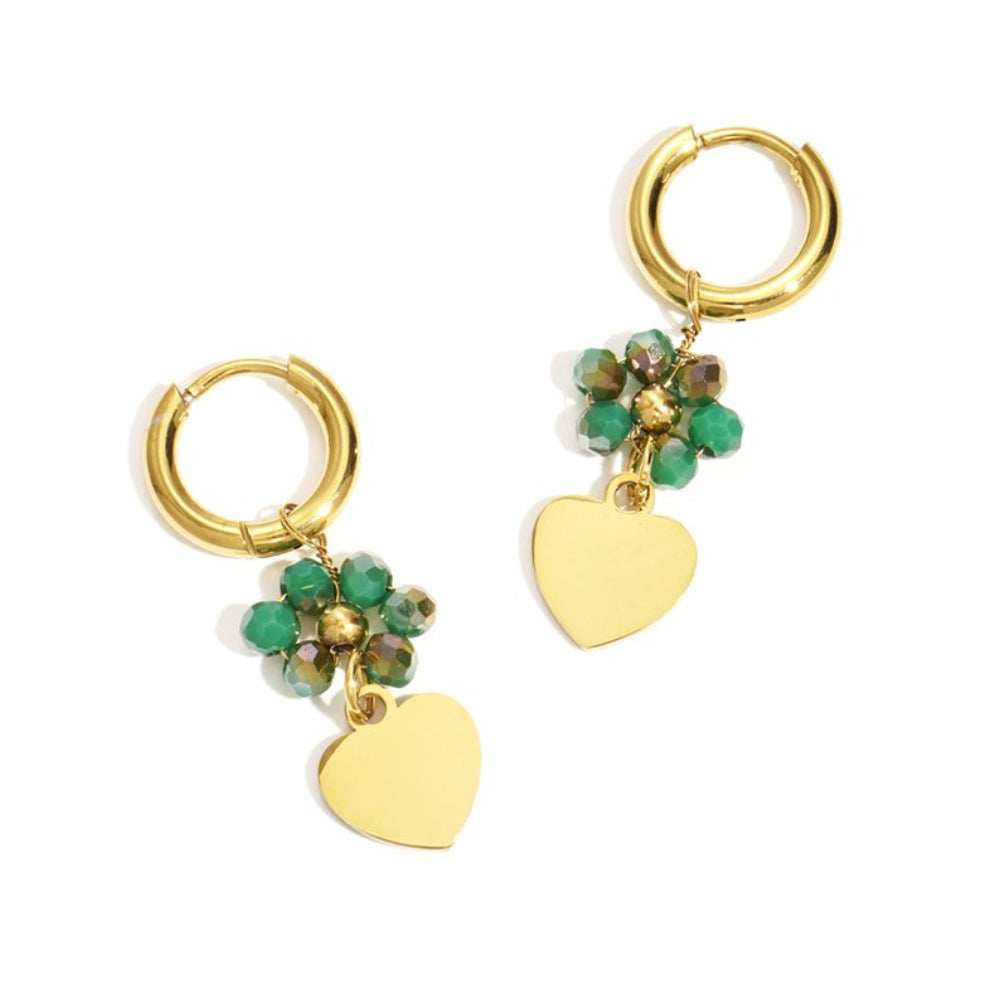 Flower heart earrings