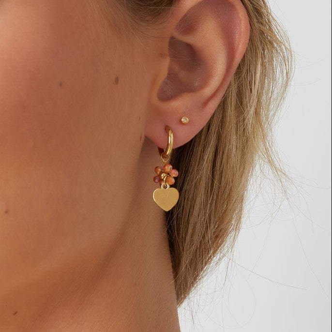 Flower heart earrings