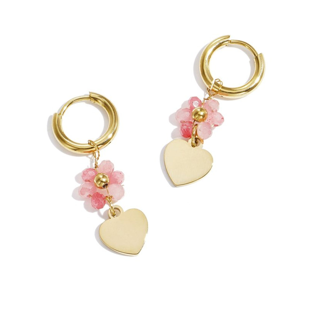 Flower heart earrings