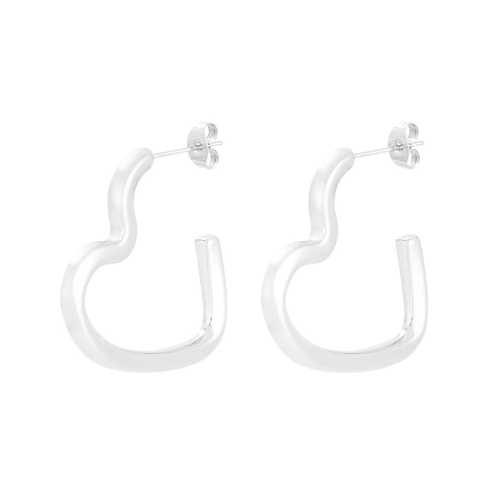 Open heart oorbellen