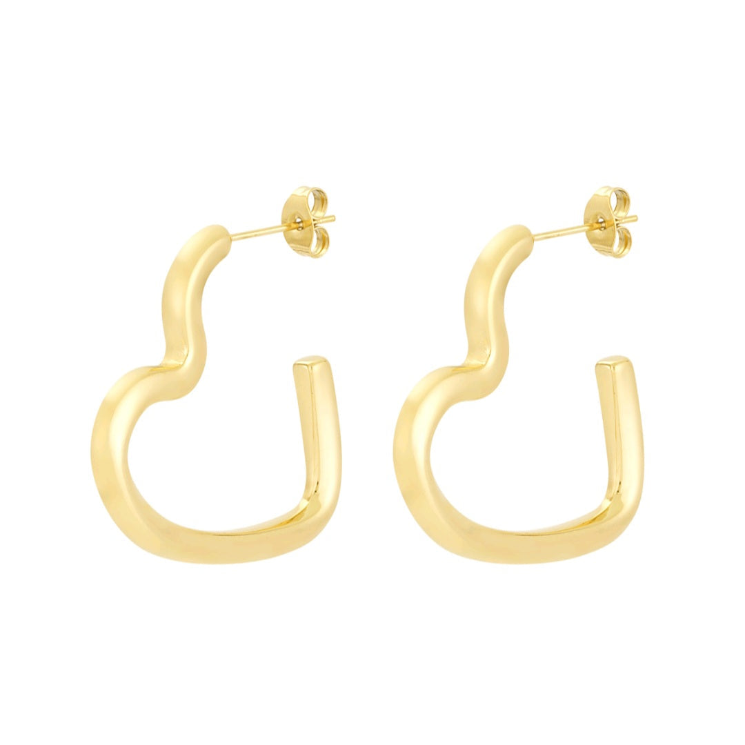 Open heart oorbellen