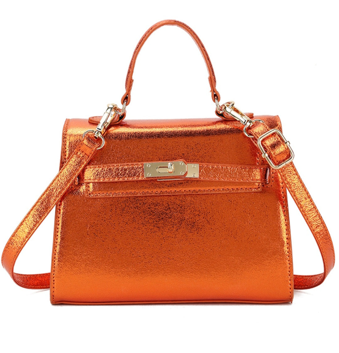 Metallic Kelly bag